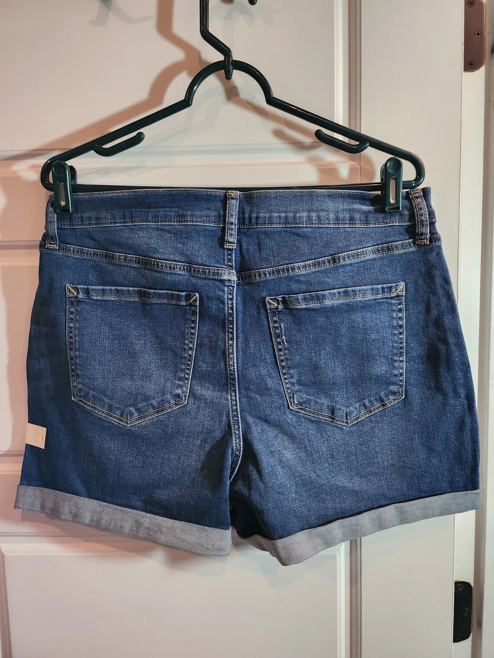 a.n.a Dark Blue High-Rise Button-Front Denim Shorts - Picture 7 of 10